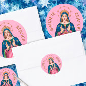 Sticker Rond Upper Torso of the BVM on Pink Gaudete Advent