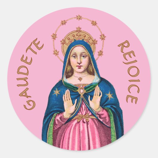 Sticker Rond Upper Torso of the BVM on Pink Gaudete Advent (Devant)
