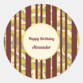 Sticker Rond Urban Camo Stripe Pattern Happy Birthday (Devant)