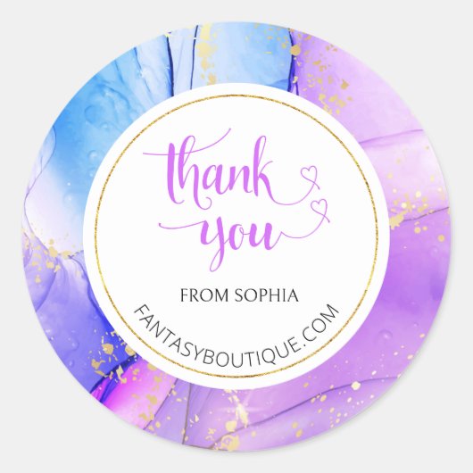 Sticker Rond URL de nom personnalisé Merci pour entreprise (Devant)