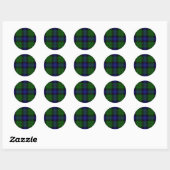 Sticker Rond Urquhart tartan bleu vert plaid (Feuille)