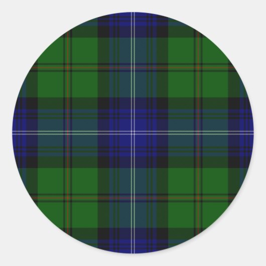 Sticker Rond Urquhart tartan bleu vert plaid (Devant)