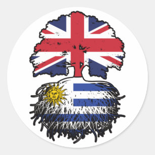 Sticker Rond Uruguay Britanniques Royaume-Uni drapeau des racin