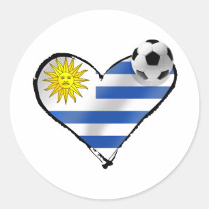 Sticker Rond Uruguay drapeau football football te amo cadeaux