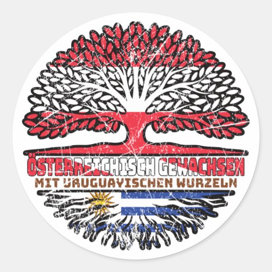 Sticker Rond Uruguay Uruguayen Autriche Arbre (Devant)