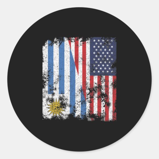 Sticker Rond Uruguay USA Flag (Devant)