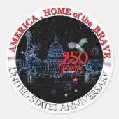 Sticker Rond US 250 America Home of the Brave Commemorative (Devant)