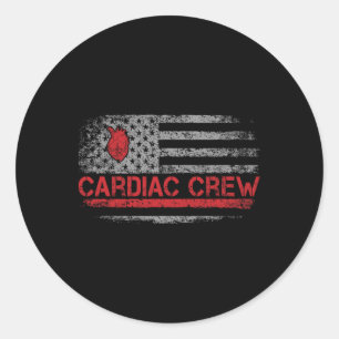 Sticker Rond Us American Flag Cardiac Crew Cardiology Nurse Car