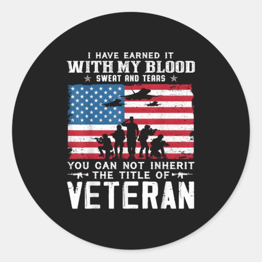 Sticker Rond Us Army Veteran You Can Not Inherit The Title Of V (Devant)