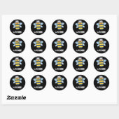 Sticker Rond US Bee Funny USB - Jeu technique Dark BG (Feuille)