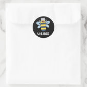 Sticker Rond US Bee Funny USB - Jeu technique Dark BG (Sac)
