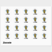 Sticker Rond US Bee Funny USB Technical Pun (Feuille)