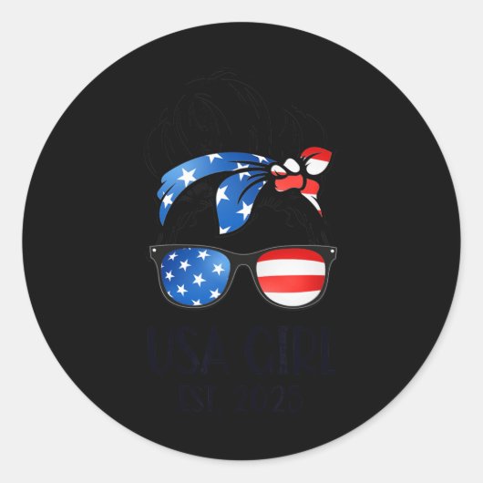 Sticker Rond Us Citizen Est 2025 New Citizenship American Usa G (Devant)