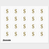 Sticker Rond $ US dollar signe or (Feuille)