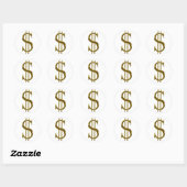 Sticker Rond $ US dollar signe or (Feuille)
