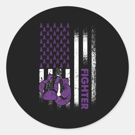 Sticker Rond Us Drapeau Epilepsie Combattez Purple Ribbon Epile (Devant)