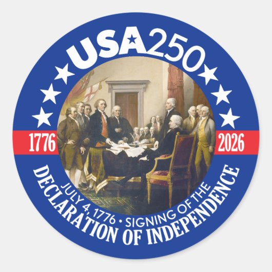 Sticker Rond USA 250 - 1776-2026 - Declaration of Independence (Devant)