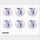 Sticker Rond USA 250 - 1776-2026 - Liberty Bell Red White Blue (Feuille)