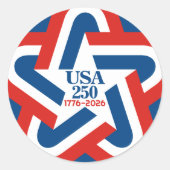 Sticker Rond USA 250 - 1776-2026 Vintage Star Design (Devant)