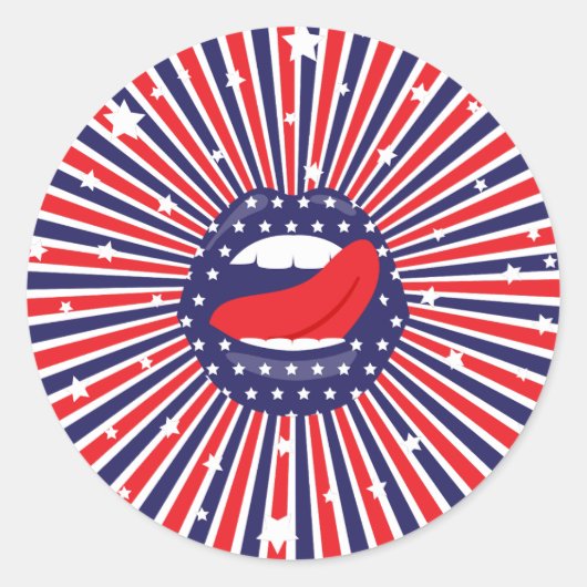 Sticker Rond USA 250 4th of July Patriotic Lips (Devant)