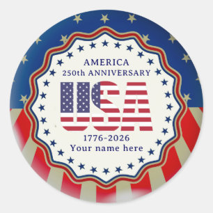 Sticker Rond USA 250e anniversaire Semiquincentennial 1776–2026