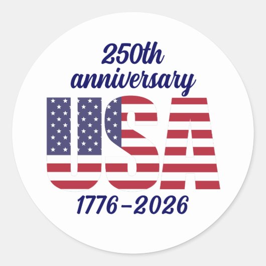 Sticker Rond USA 250th Anniversary Semiquincentennial 1776–2026 (Devant)