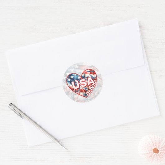 Sticker Rond USA Ajouter un nom (Enveloppe)