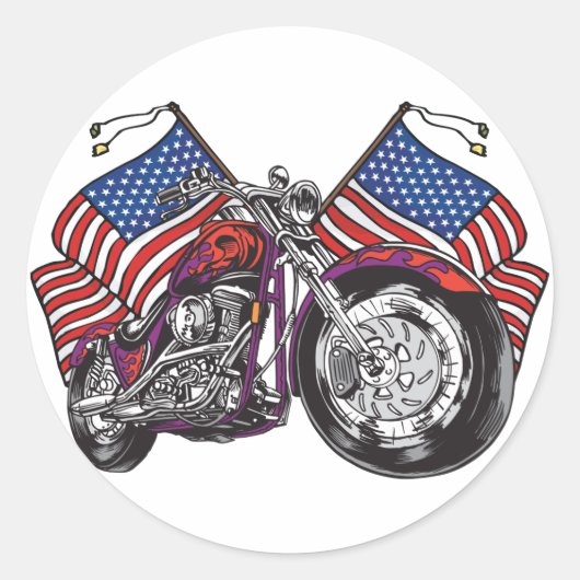 Sticker Rond USA Biker (Devant)