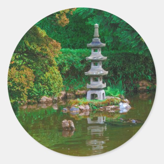 Sticker Rond USA, Californie. Vue D'Un Étang (Devant)