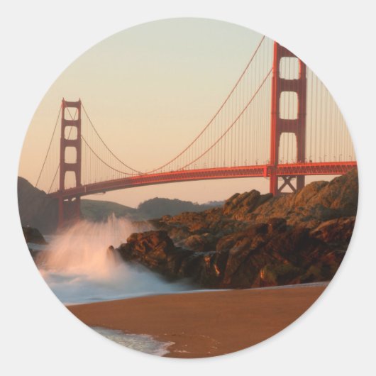 Sticker Rond USA, Californie. Vue Golden Gate Bridge (Devant)