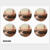 Sticker Rond USA, Californie. Vue Golden Gate Bridge (Feuille)