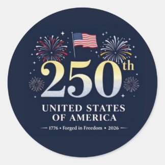 Sticker Rond USA Celebrates 250 Years