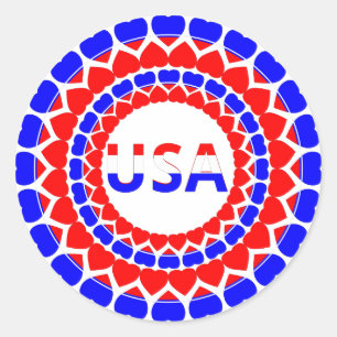 Sticker Rond USA Cute Patriotic