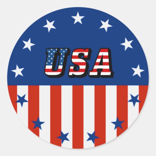Sticker Rond USA - Drapeau américain et étoiles en cercle (Devant)