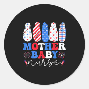 Sticker Rond Usa Drapeau Patriotique Mère bébé Infirmière Firew