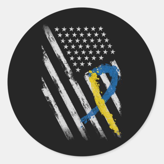 Sticker Rond Usa Drapeau Vers Le Bas Syndrome Sensibilisation P (Devant)