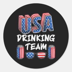 Sticker Rond Usa Drick Team America Party Us Patriots Party