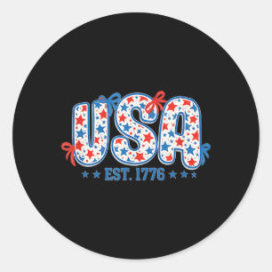 Sticker Rond USA EST 1776 Feux d'artifice Rubans Mignonne
