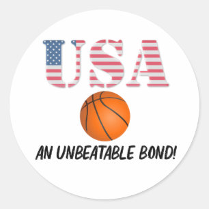 Sticker Rond USA et Basketball - Unbeatable Bond!