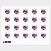 Sticker Rond USA Flag Heart Je t'aime (Feuille)