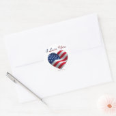 Sticker Rond USA Flag Heart Je t'aime (Enveloppe)