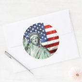 STICKER ROND USA FLAG & LIBERTY (Enveloppe)