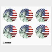 STICKER ROND USA FLAG & LIBERTY (Feuille)