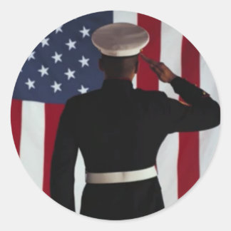 STICKER ROND USA FLAG & MARINE WARRIOR