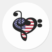 USA Flag Music Heart - American Pride Musician
