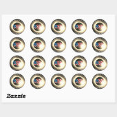 Sticker Rond USA FLAG Total éclipse solaire 8 avril 2024 (Feuille)