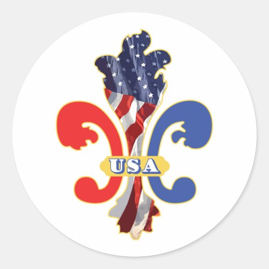 Sticker Rond USA Fleur de lis (Devant)