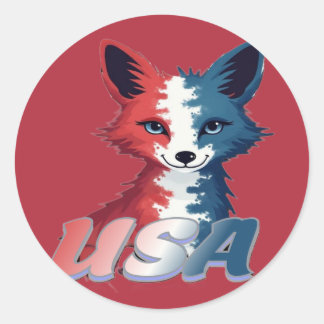 Sticker Rond USA Fox