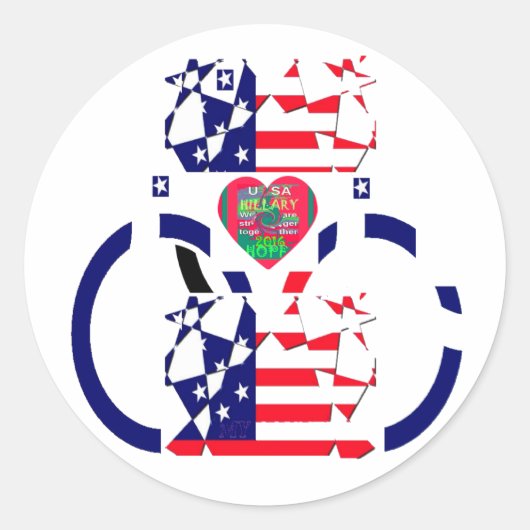 Sticker Rond USA Hope Beau drapeau national Extraordinaire Desi (Devant)
