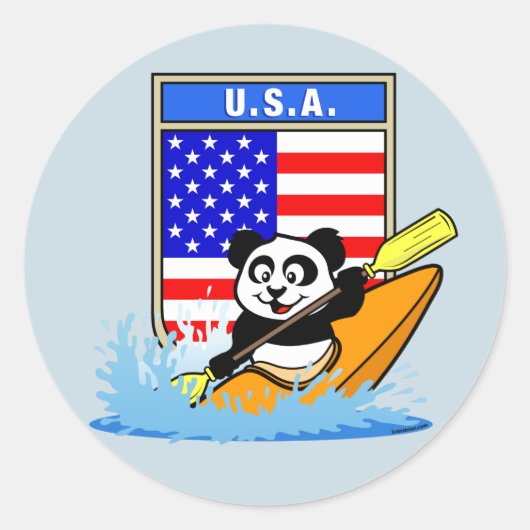 Sticker Rond USA Kayaking Panda (Devant)